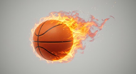 Obraz premium Blazing Basketball on Fire Hot and Energetic Sports Image Ready to Ignite Your Projects Featuring a Fiery Ball