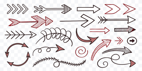 Hand Drawn Arrow Collection in Doodle Style Set of Directional Arrows for Design Projects and Creative Visual Communication Elements