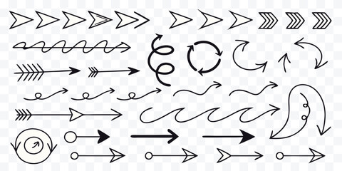 Hand Drawn Arrows Vector Collection for Design Element and Directional Symbol Illustration Perfect for Infographics and Presentations