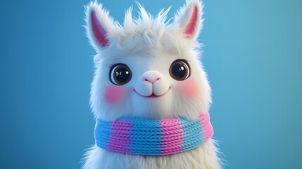 Cute Lamb in blue and pink Scarf,