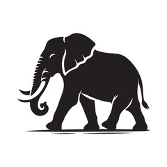 Fototapeta premium Solid Black Asian Elephant Silhouette Vector SVG Isolated on White for Cricut Cutting Printable Wall Art and Wildlife Craft Projects