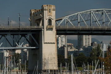 Towers of Burrard Street Bridge with North Shore Mountains in the background - 2