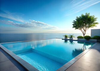 Obraz premium Serene Blue Pool with Minimalist Design Elements,