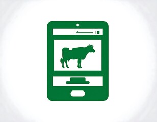 Green tablet displaying a cow silhouette