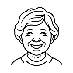 Outline smiling old woman illustration
