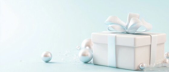3D illustration web banner of Christmas giftbox