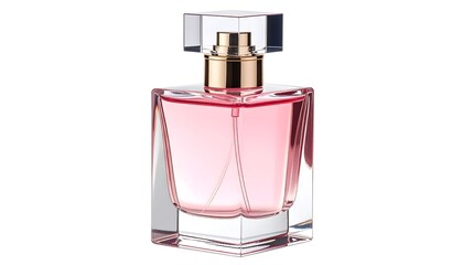 Pink perfume bottle, clear glass