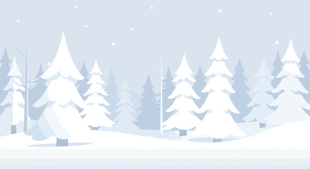 Obraz premium Winter Wonderland Snowy forest scene with white and light blue hues. Falling snow
