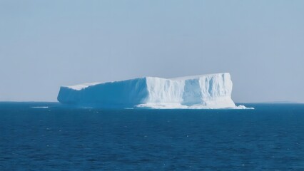 Massive Iceberg Floating in Calm Ocean Waters