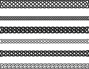 Collection of six intricate celtic knot border designs