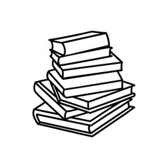 Education books line art vector illustration, education concept. book set line art