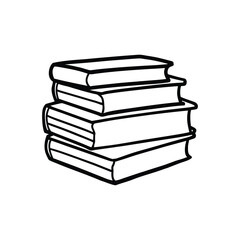 Education books line art vector illustration, education concept. book set line art