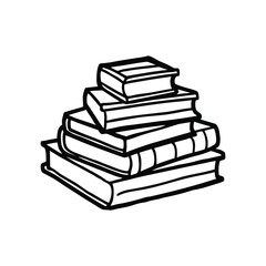 Education books line art vector illustration, education concept. book set line art