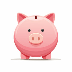 Fototapeta premium A charming cartoon pink piggy bank illustration, isolated on a white background, symbolizing financial savings, banking, and investment success