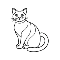 Abstract Cat Outline Minimal Art, Cat line art vector, Cute Cat Outline Vector Design