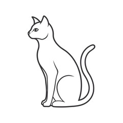 Abstract Cat Outline Minimal Art, Cat line art vector, Cute Cat Outline Vector Design