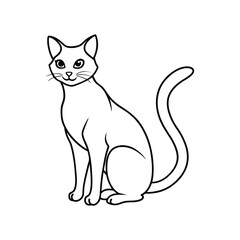 Abstract Cat Outline Minimal Art, Cat line art vector, Cute Cat Outline Vector Design