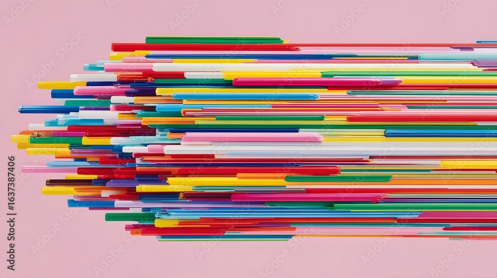Poster abstract design with vibrant, overlapping lines.