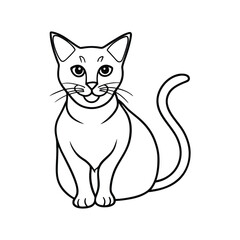 Abstract Cat Outline Minimal Art, Cat line art vector, Cute Cat Outline Vector Design
