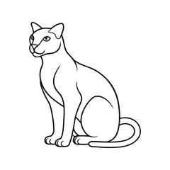 Abstract Cat Outline Minimal Art, Cat line art vector, Cute Cat Outline Vector Design