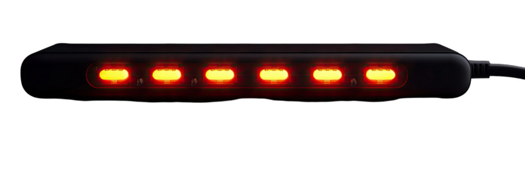 Horizontal bar with glowing orange LEDs