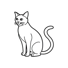 Abstract Cat Outline Minimal Art, Cat line art vector, Cute Cat Outline Vector Design