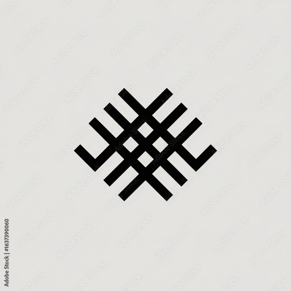 Poster abstract minimal icon of intersecting lines on white background
