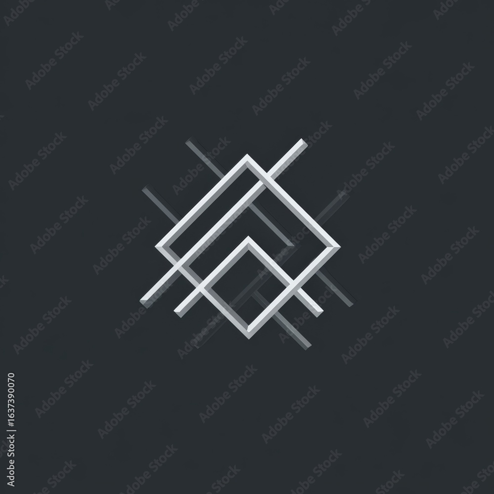 Poster Abstract Minimal Icon with Intersecting Geometric Lines on Dark Background