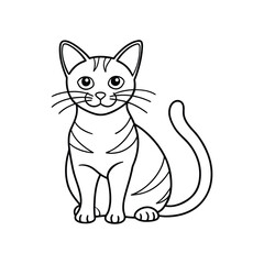 Abstract Cat Outline Minimal Art, Cat line art vector, Cute Cat Outline Vector Design