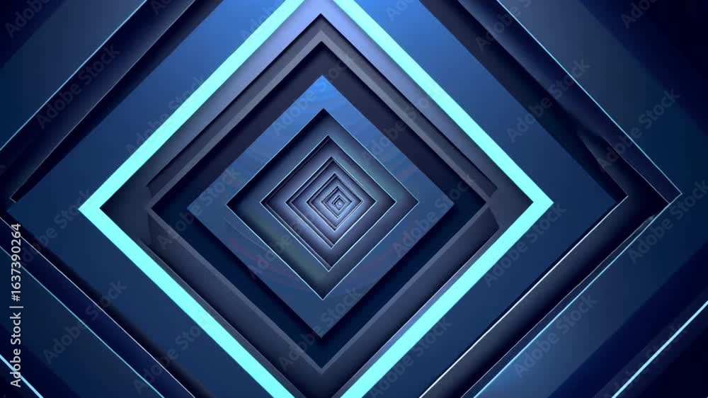 Poster mesmerizing abstract geometric design featuring vibrant layered shapes in blue and black, creating s
