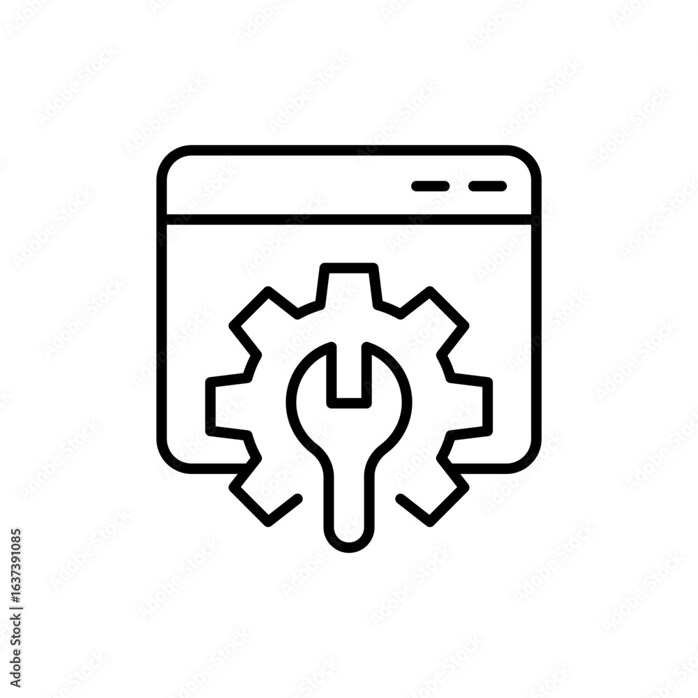 Poster web optimization outline icons, minimalist vector illustration ,simple transparent graphic element .