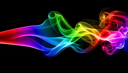 Rainbow-hued smoke trails on black background