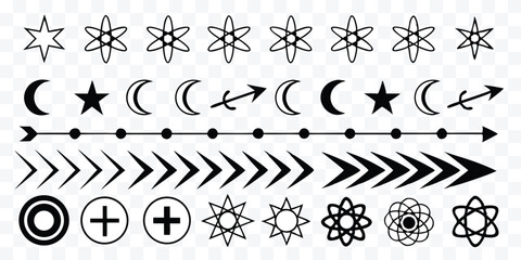 Variety of geometric shapes and line art icons for design projects and creative illustrations resource pack