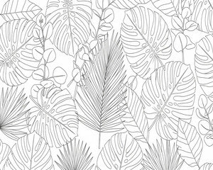 Minimalist leaf line art with simple black outlines