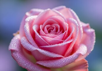 Pink Rose Bloom with Dewdrops
