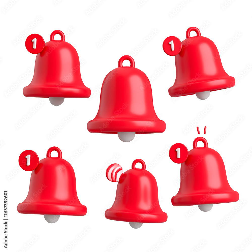 Poster alerts red bells with notifications showing online attention; black background; web use