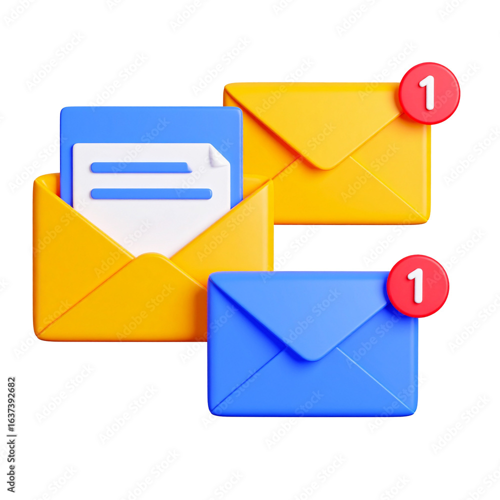 Aufkleber inbox messages stack, notifications in the foreground; ideal for tech, & contact use