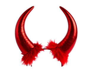 Curved Red Devil Horns with Textured Surface