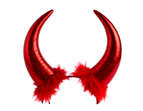 Curved Red Devil Horns with Textured Surface - Powered by Adobe