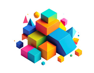 Obraz premium Multicolored geometric shapes stacked on a plain background. Abstraction for education or design