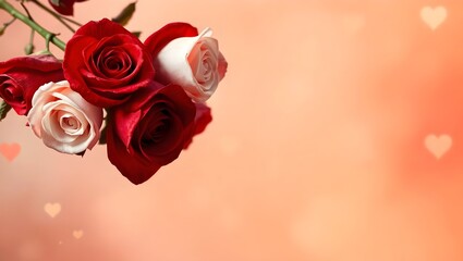 4K Heart-Shaped Roses Background with Warm Gradient and Floating Golden Particles for Valentine