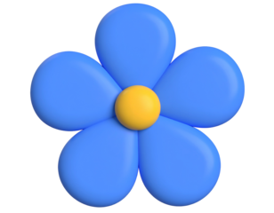 Cheerful blue blossom with a bright yellow center radiates happiness and springtime vibes