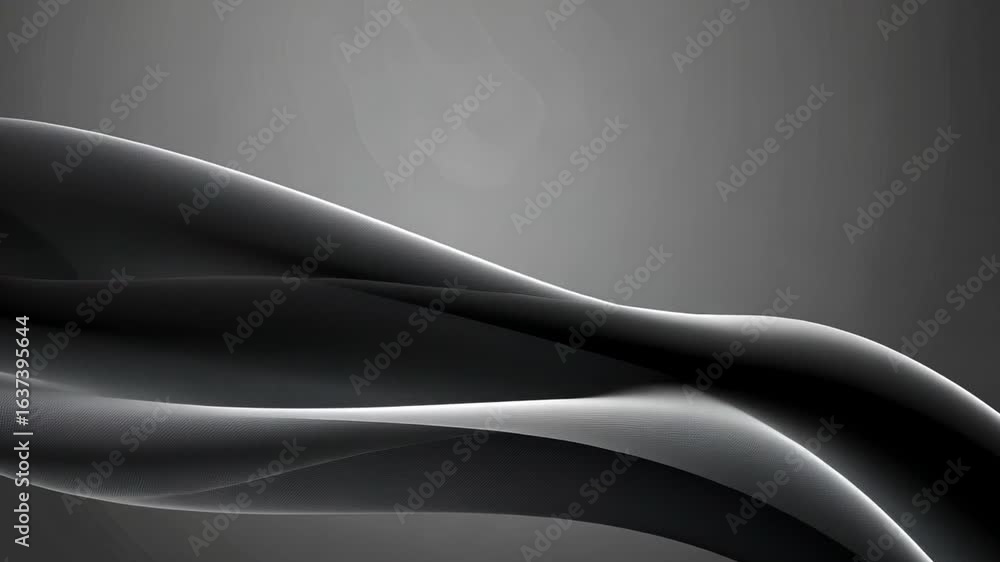 Poster elegant curves in smooth, flowing abstract design black and gray shades create depth and movement, e