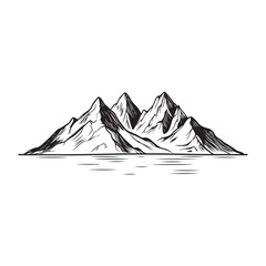 Mountain range silhouette, Mountain range vector illustration, Mountain range line art, Mountain range coloring page, Mountain range vector silhouette on white background