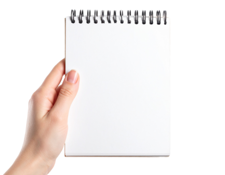  Female Hand Holding Closed Notepad with Elastic Ban