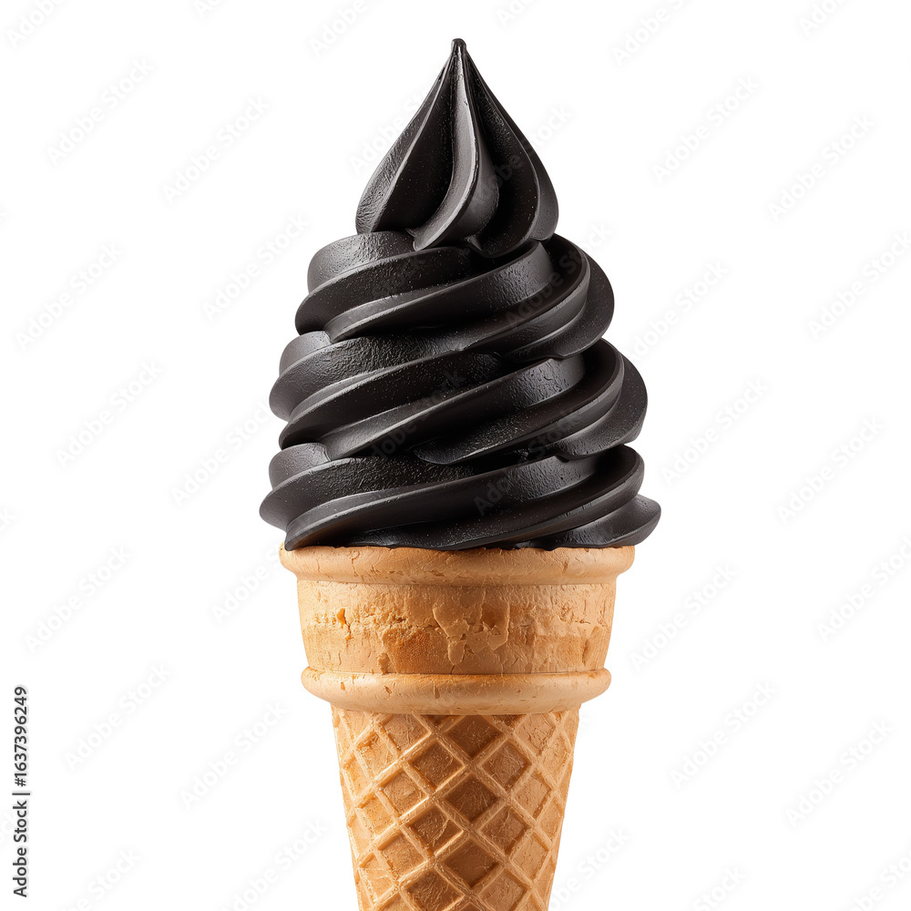 Poster intriguing charcoal ice cream creation with captivating texture on a neutral setting