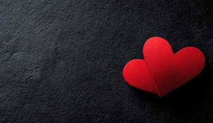 Obraz premium Red paper hearts on dark background, Valentine's Day card