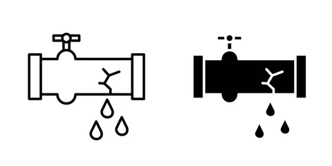Leaking Pipe Minimalist Line Art Icon Vector