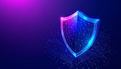 Abstract shield graphic on circuit board backdrop