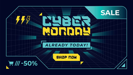 Cyber monday promotional banner with abstract background